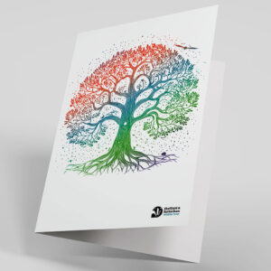 Nature-Inspired Tree Greetings Card: White/Rainbow