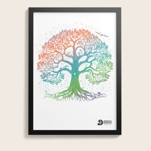 Nature-Inspired Tree Framed Art Print - White/Rainbow