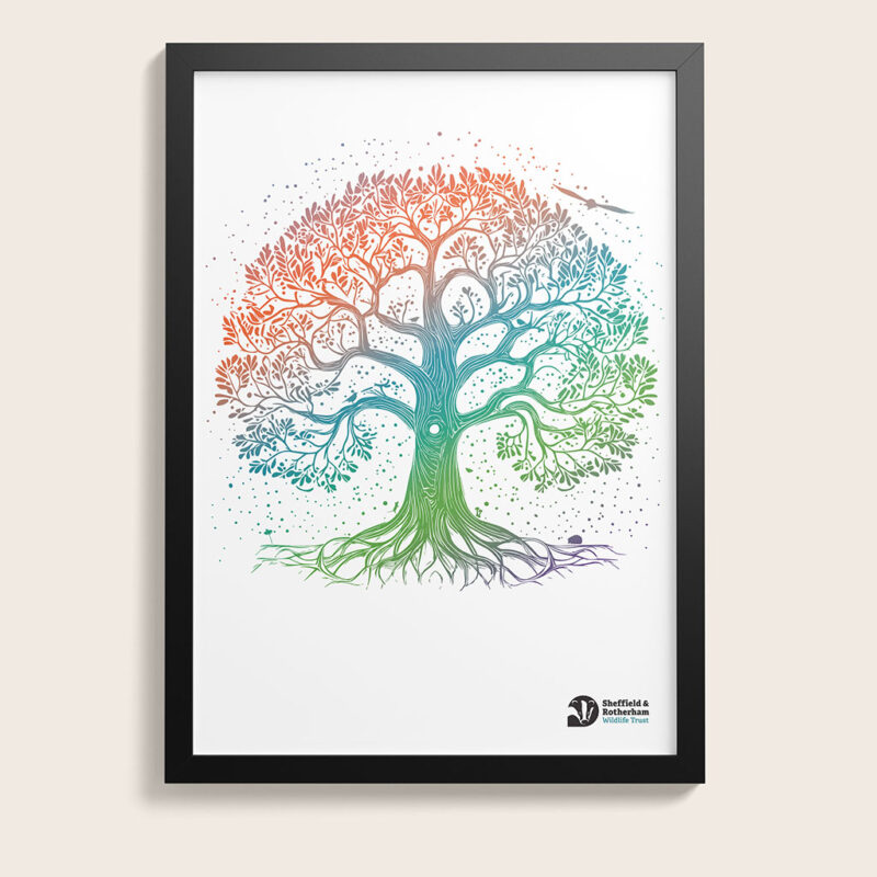 Nature-Inspired Tree Framed Art Print - White/Rainbow