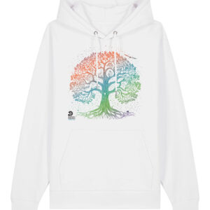 Nature-Inspired Tree Premium Organic Hoodie: White