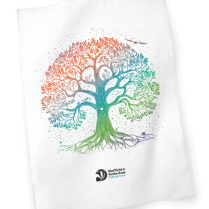 Nature-Inspired Tree Tea-Towel: White/Rainbow