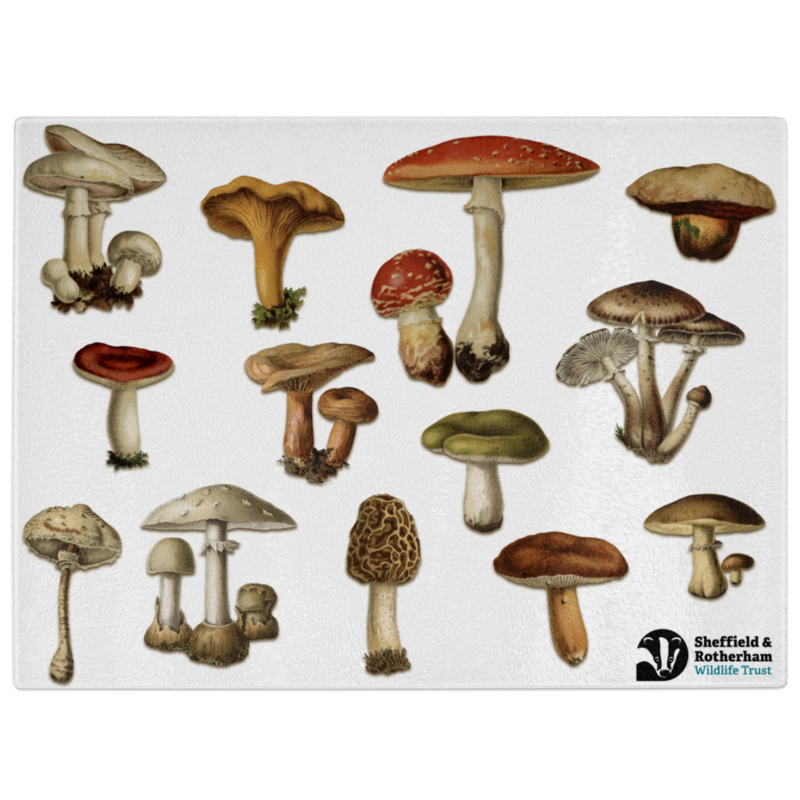 Mushrooms Glass Chopping Board